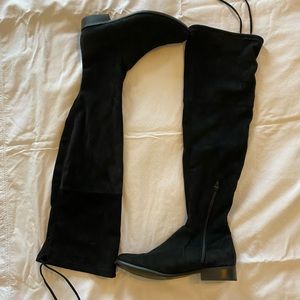 Tie-up, over the knee suede boots